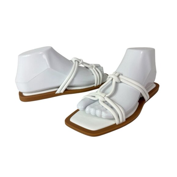 Azalea Wang Women's 7 Stetson White Slip On Square Toe Knot Sandals New 0185 - Picture 1 of 14